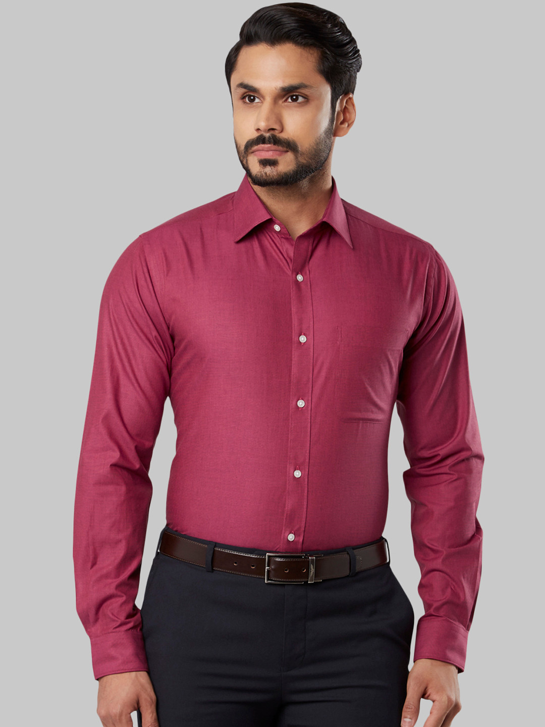 Buy Raymond Men Maroon Slim Fit Solid Formal Shirt Shirts for Men