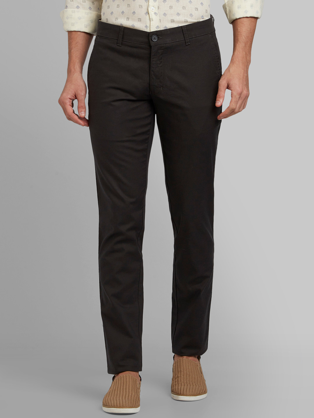 Buy Parx Men Brown Tapered Fit Solid Regular Trousers - Trousers for ...