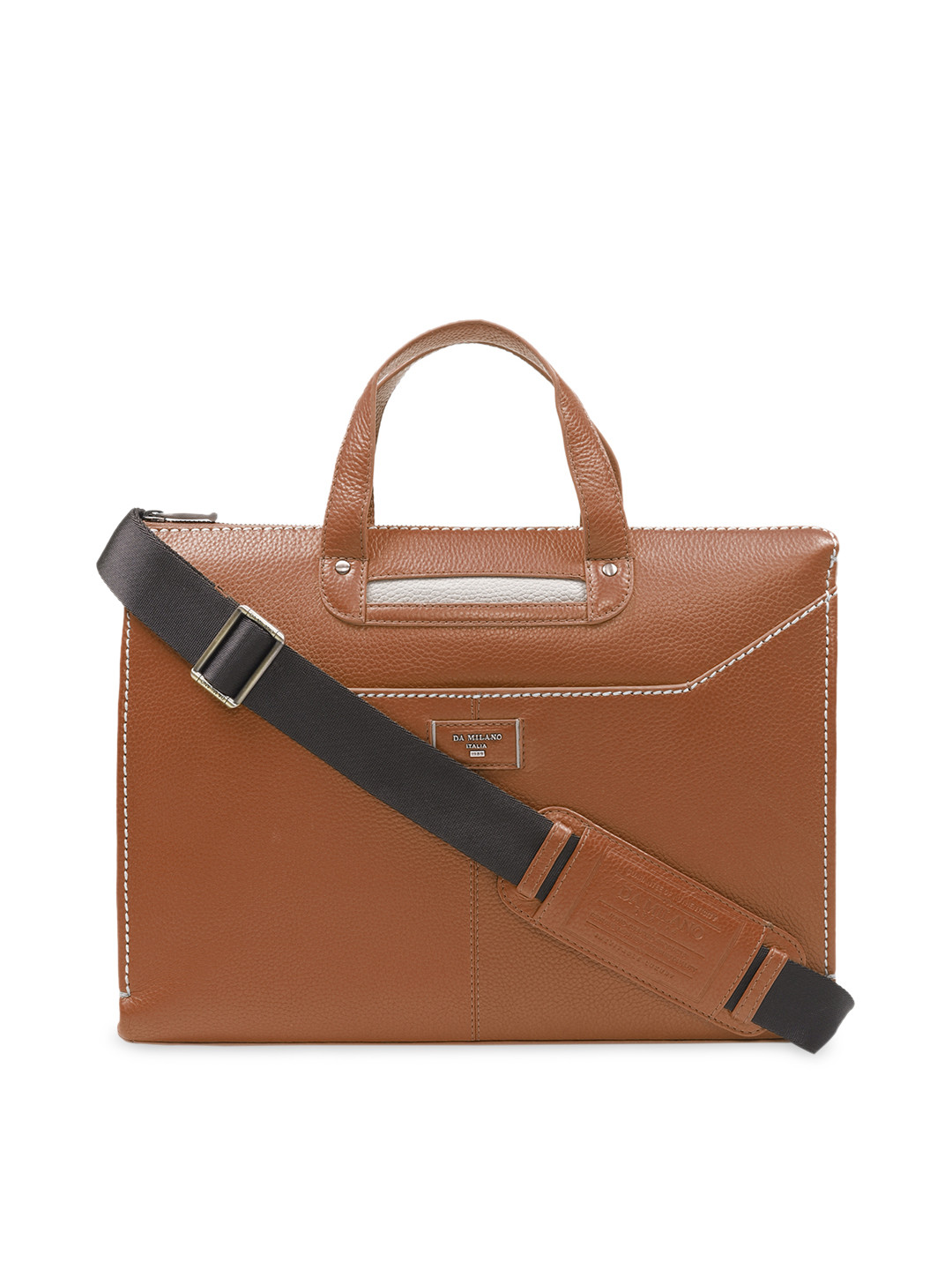 Buy Da Milano Unisex Brown Solid Leather Laptop Bag Laptop Bag for