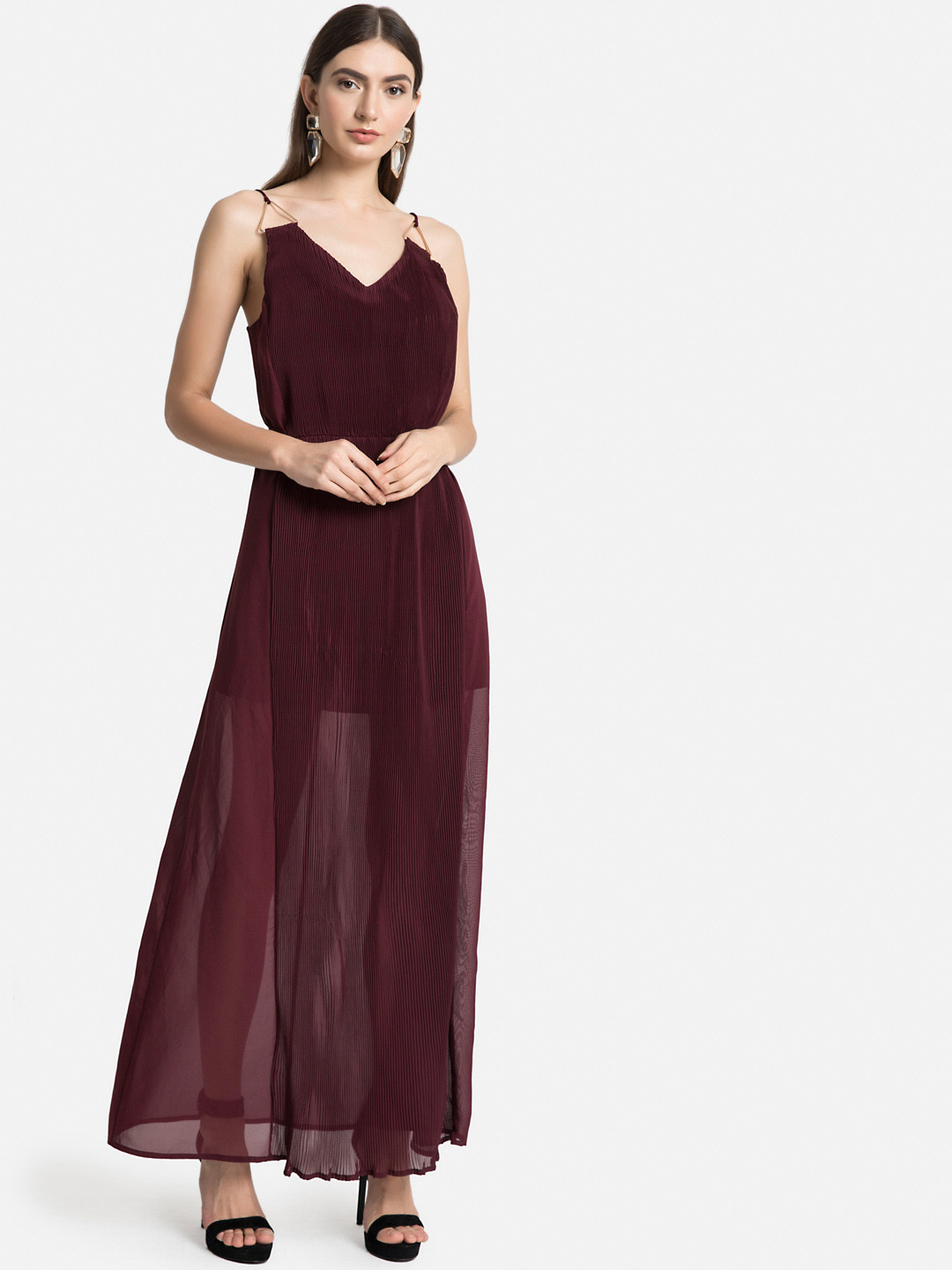 Buy Kazo Women Maroon Maxi Dress Dresses for Women 10017241 Myntra