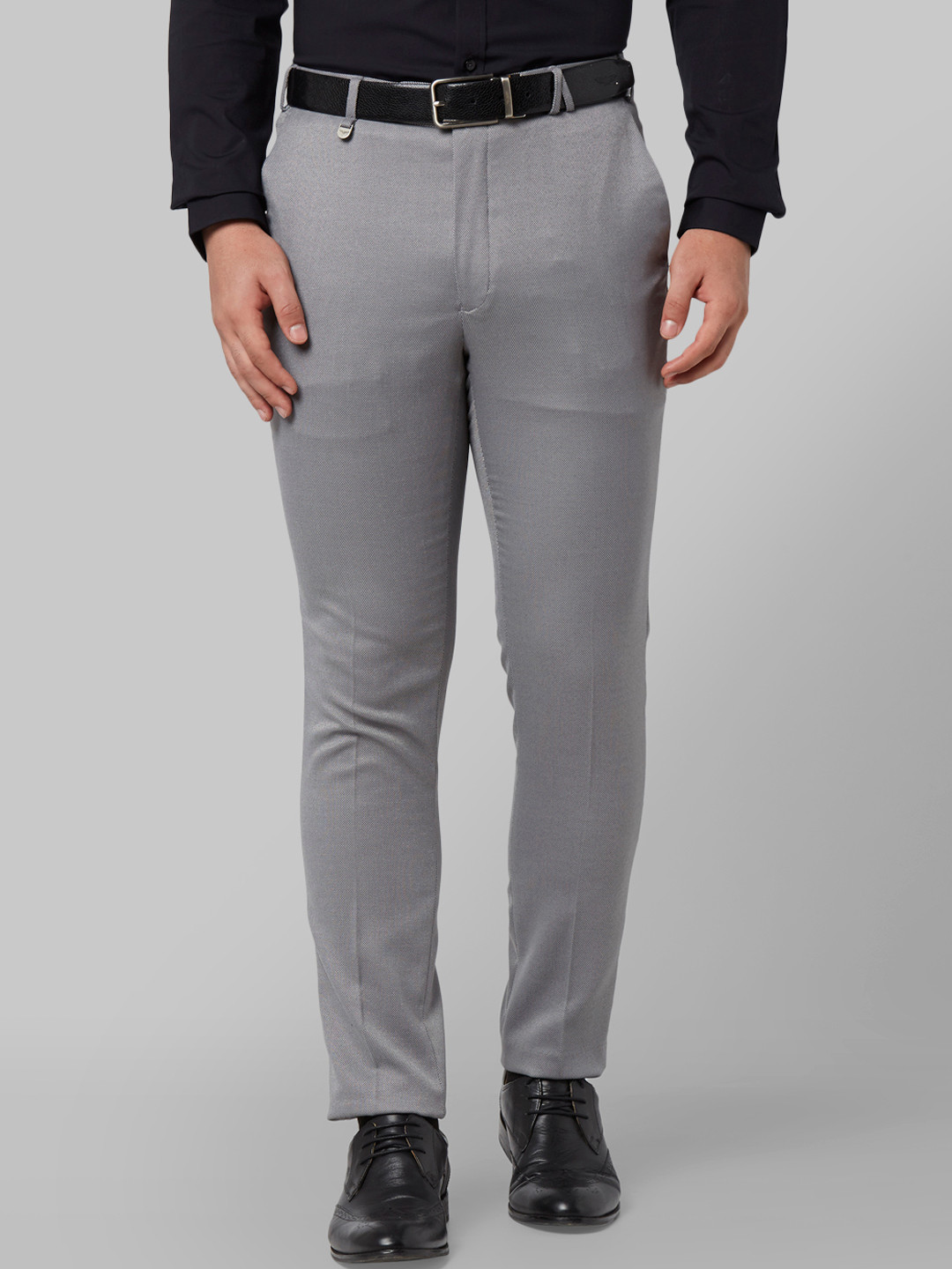 Buy Park Avenue Men Grey Regular Fit Solid Formal Trousers - Trousers ...