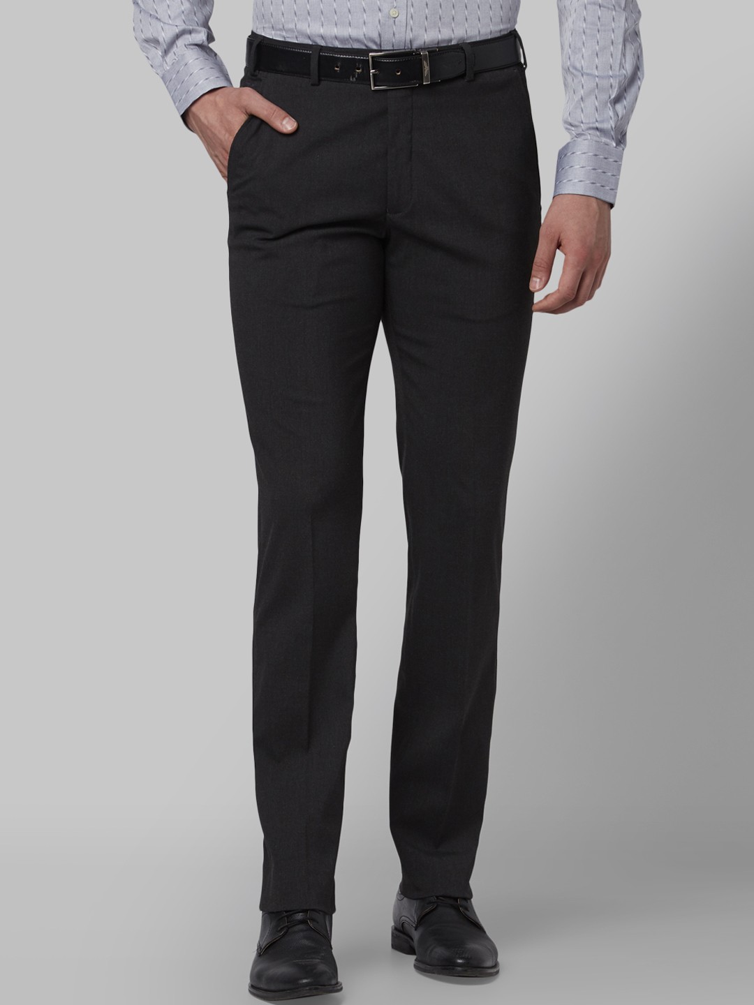 Buy Park Avenue Men Black Slim Fit Solid Formal Trousers - Trousers for ...