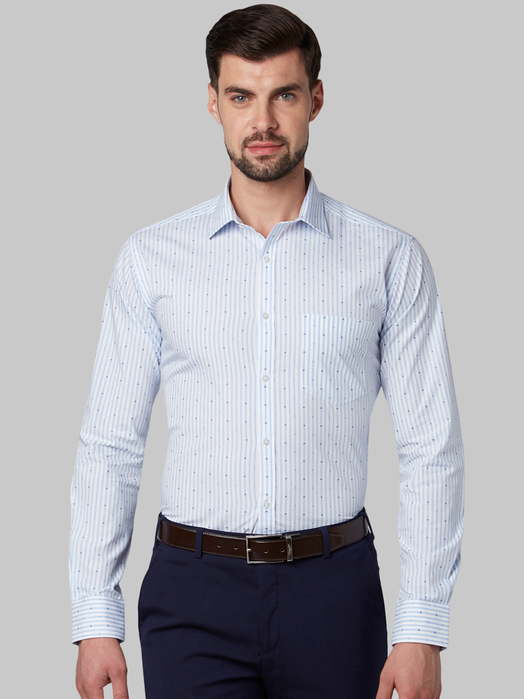 Buy Park Avenue Men Blue Slim Fit Striped Formal Shirt Shirts for Men