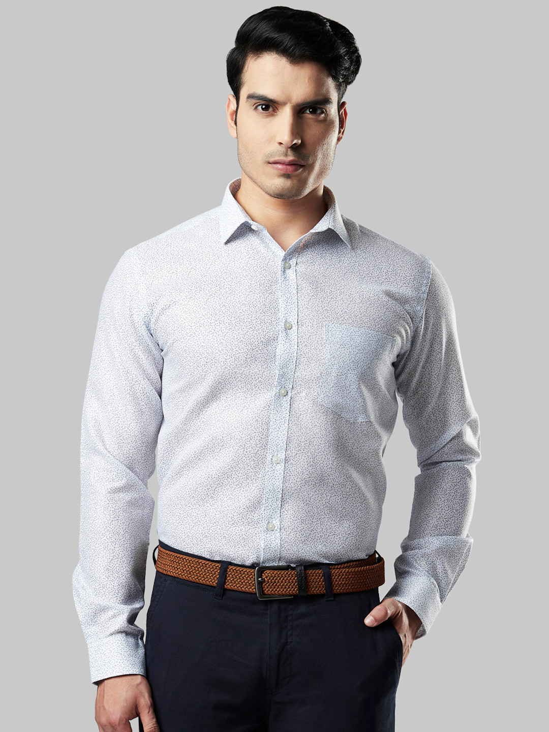 Buy Next Look Men White & Blue Slim Fit Printed Formal Shirt Shirts