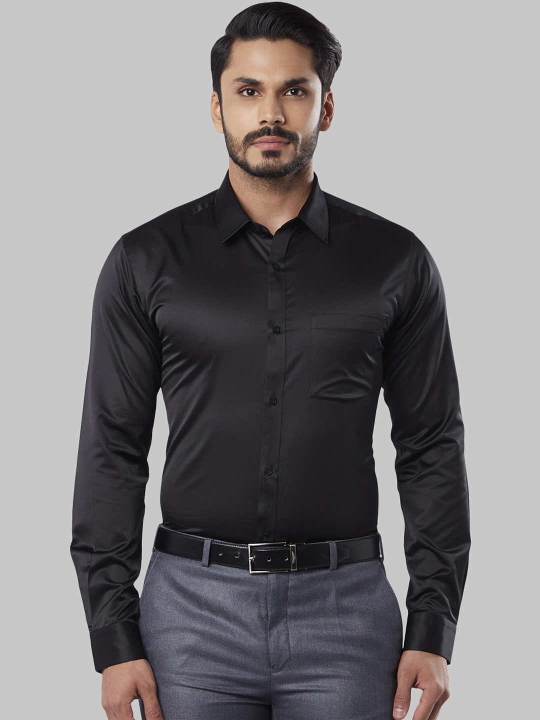 Buy Next Look Men Black Slim Fit Solid Formal Shirt - Shirts for Men ...