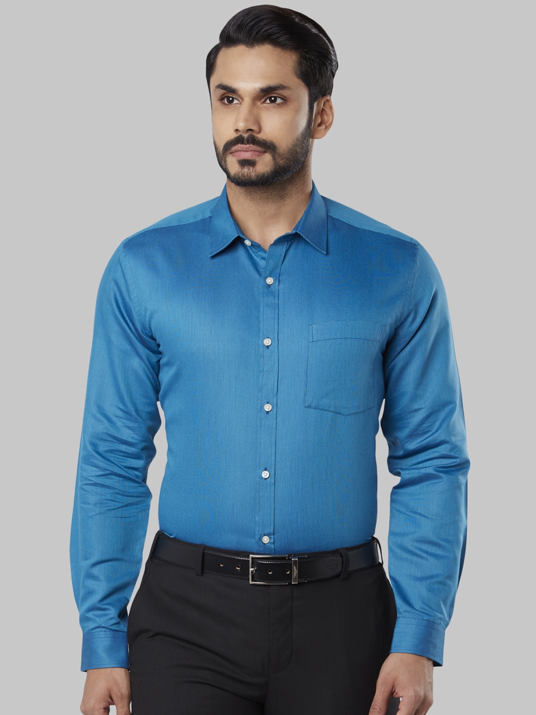 men blue formal shirt