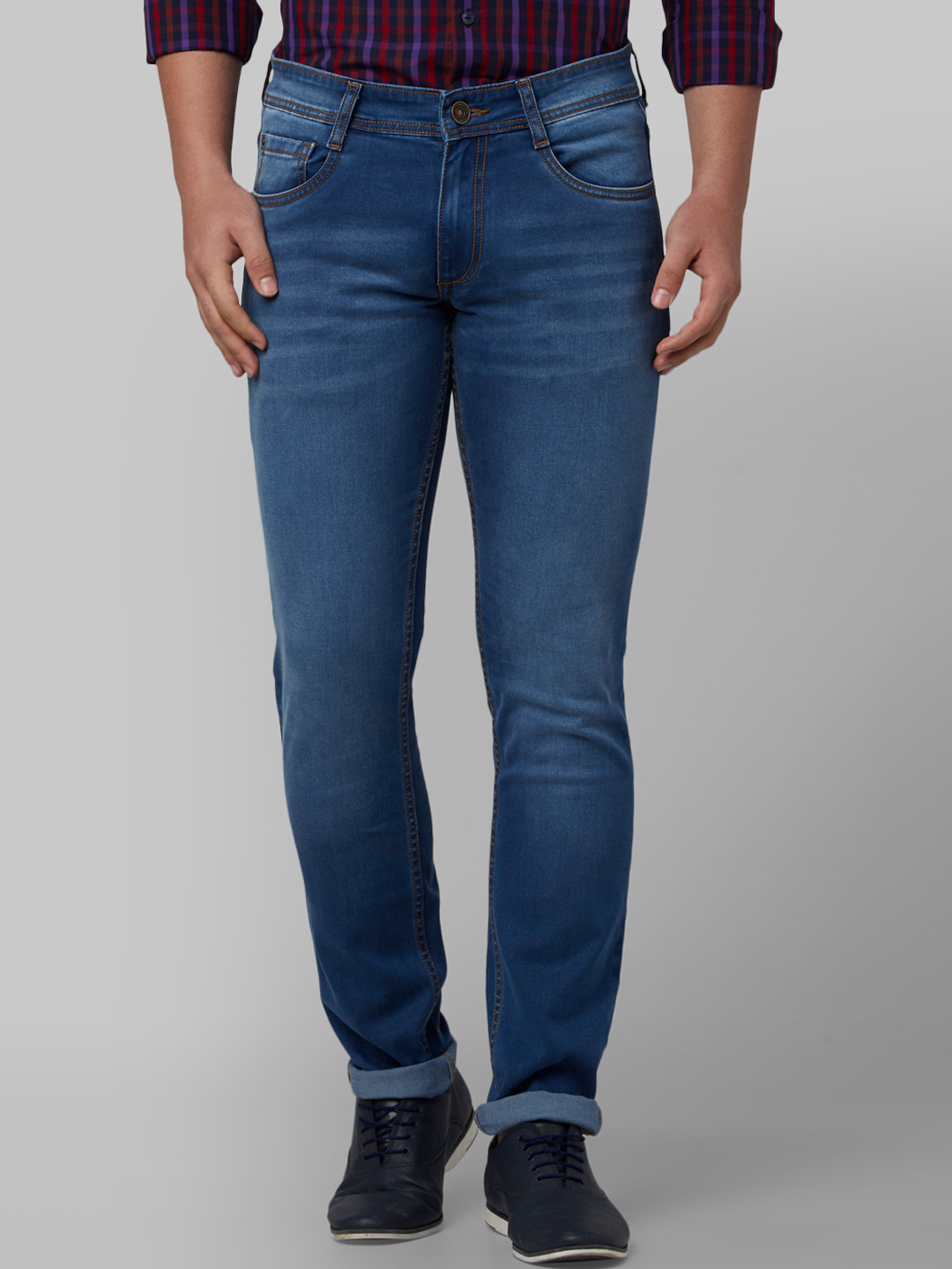 Buy Park Avenue Men Blue Regular Fit Mid Rise Clean Look Jeans Jeans