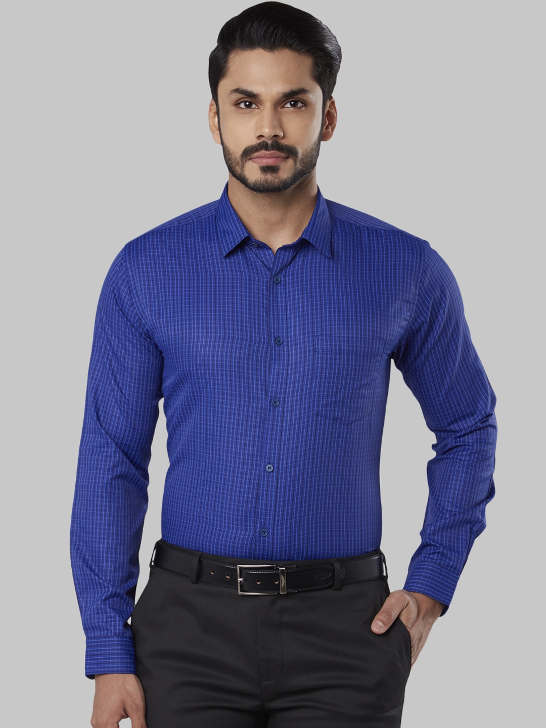 Buy Next Look Men Blue Regular Fit Checked Formal Shirt - Shirts for ...