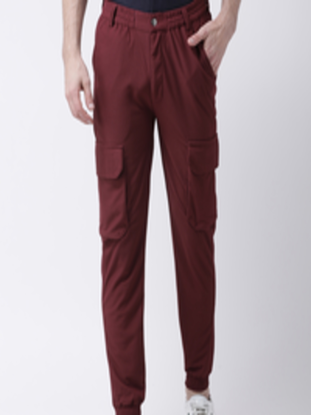 Buy REALM Men Maroon Slim Fit Solid Joggers - Trousers for Men 10031215 ...
