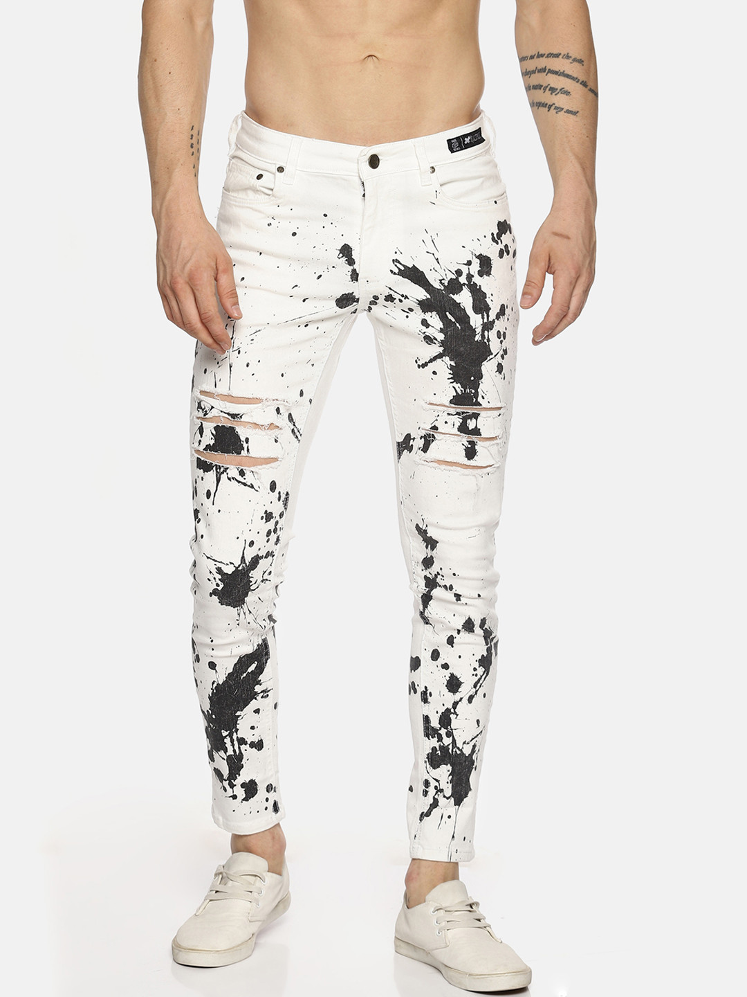 Buy KULTPRIT Men White Skinny Fit Mid Rise Highly Distressed