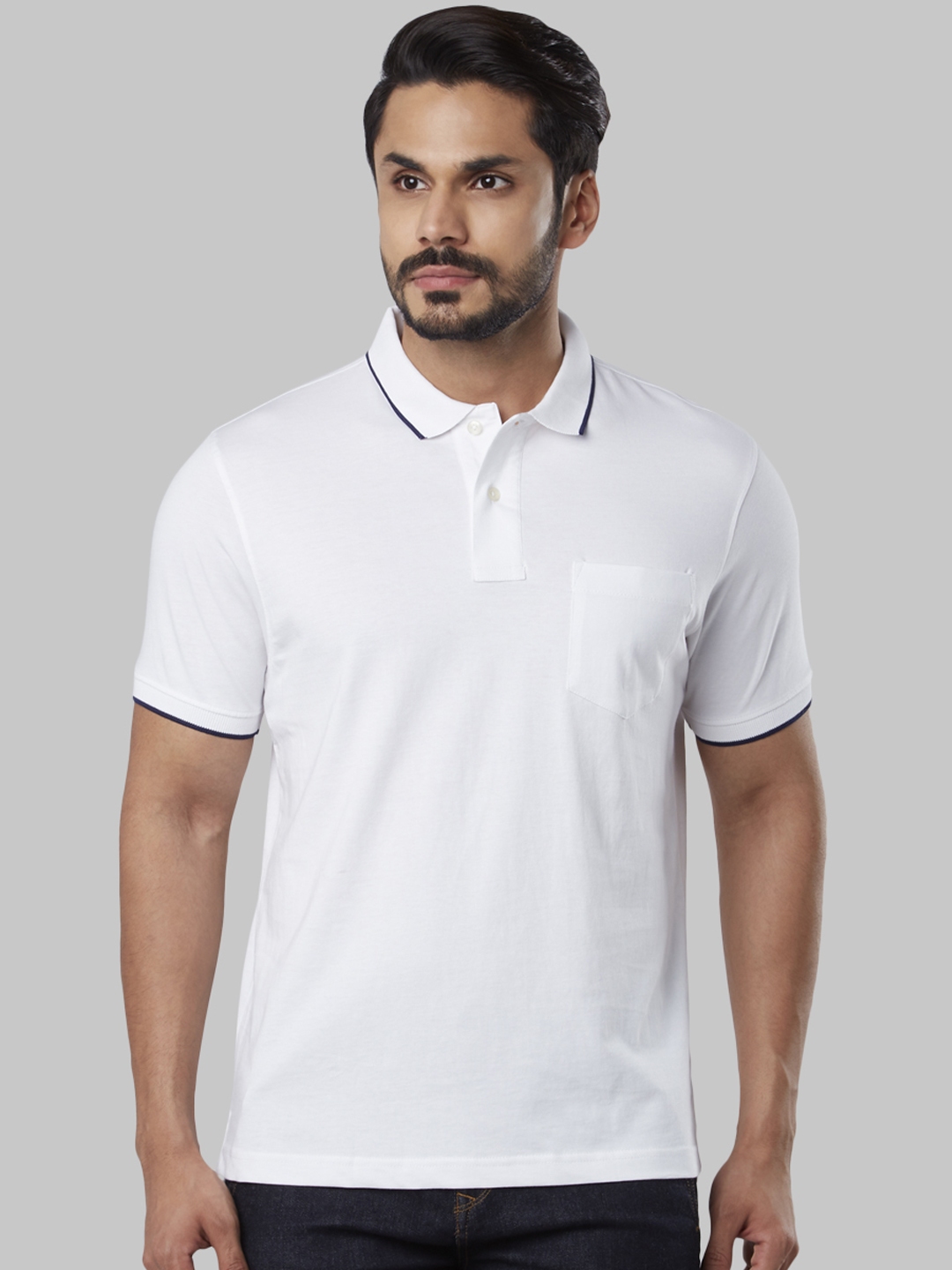 Buy Next Look Men White Solid Polo Collar T Shirt - Tshirts for Men ...