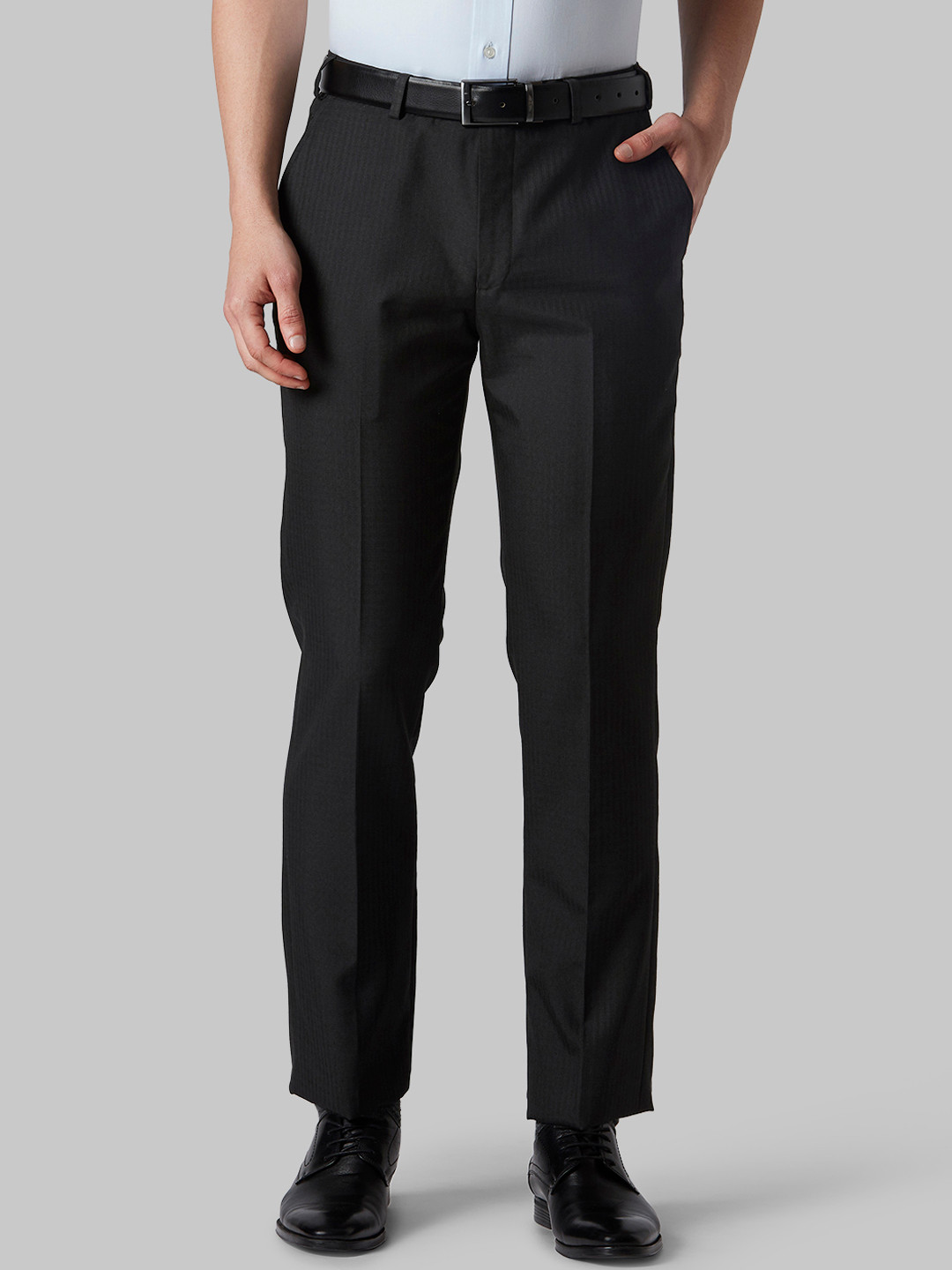 Buy Park Avenue Men Grey Regular Fit Solid Formal Trousers - Trousers ...