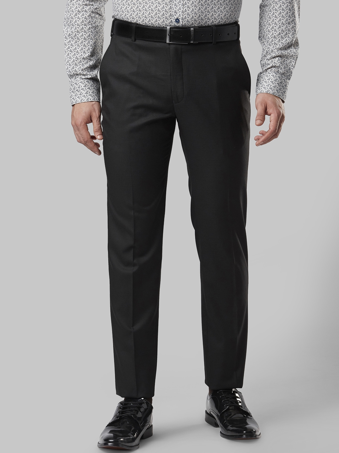 Buy Next Look Men Black Slim Fit Solid Formal Trousers - Trousers for ...