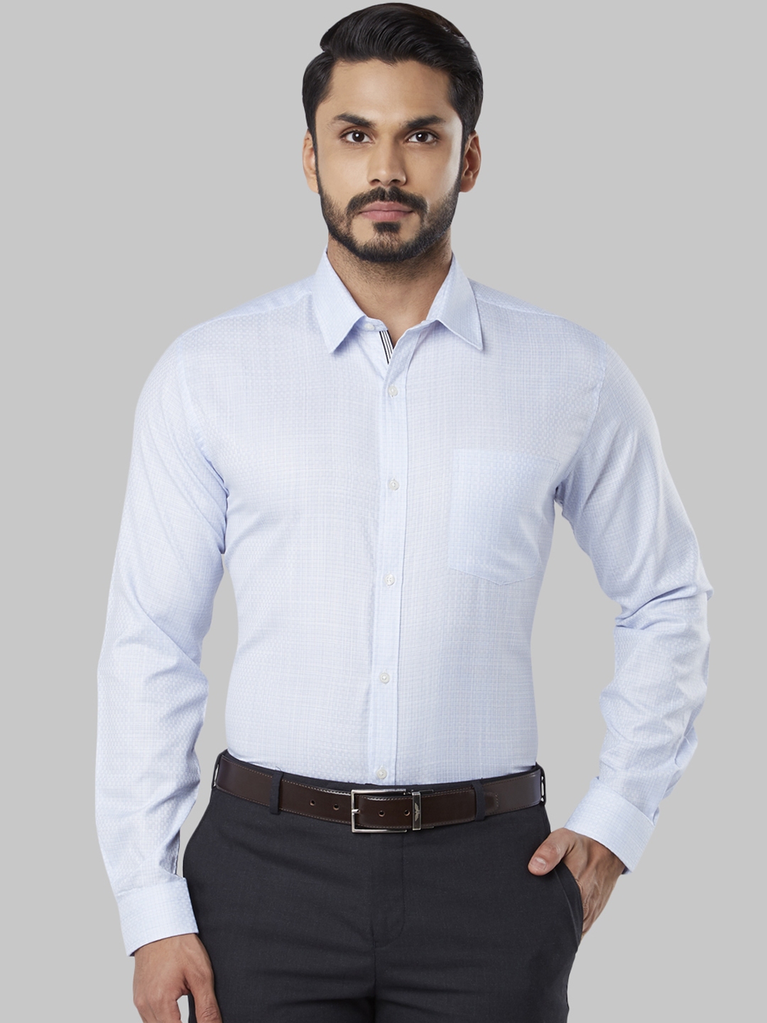 men blue formal shirt