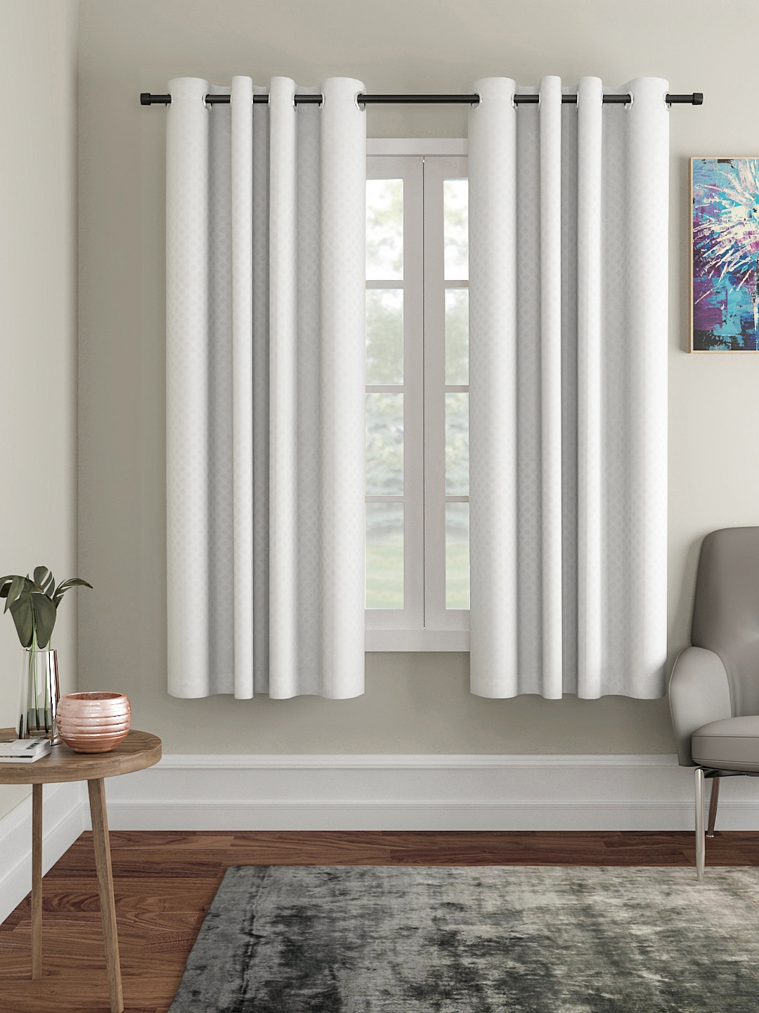Buy Soumya White Set Of Single Window Curtains - Curtains And Sheers ...