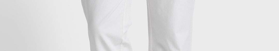 Buy ColorPlus Men White Regular Fit Solid Regular Trousers - Trousers ...