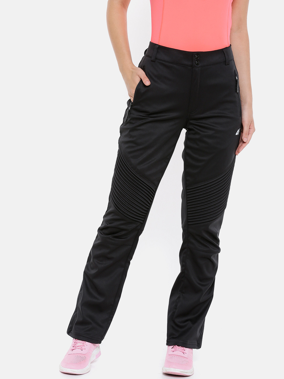 Buy 4F Women Black Solid Straight Fit Trackpants Track Pants for