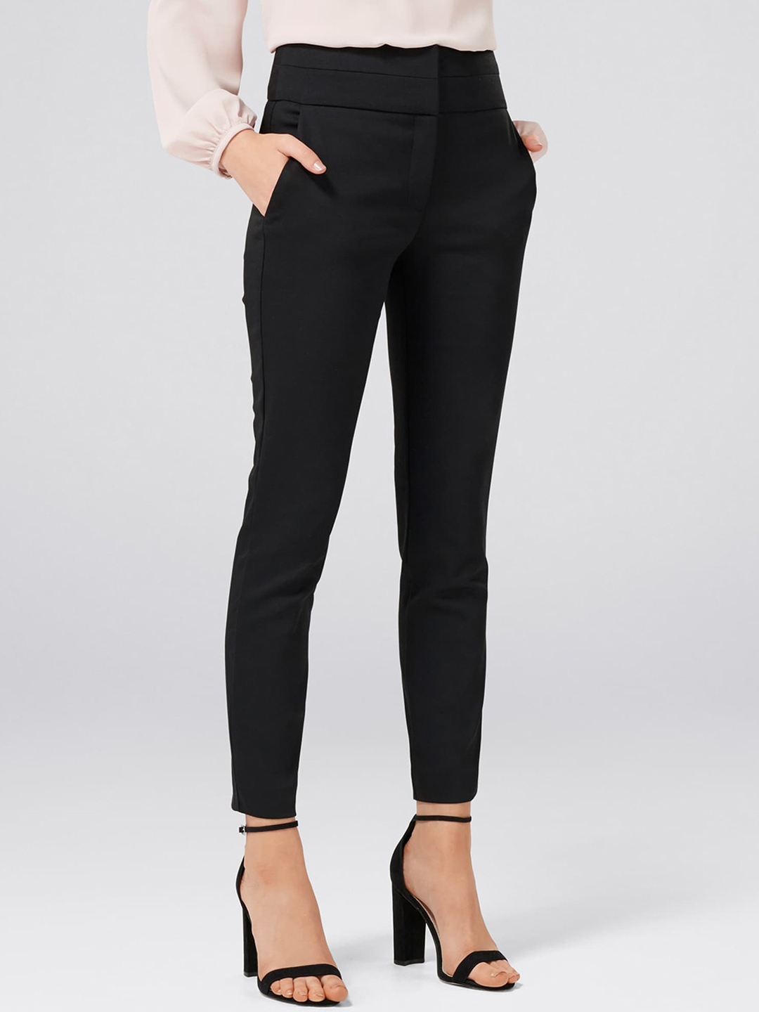 next black tapered trousers