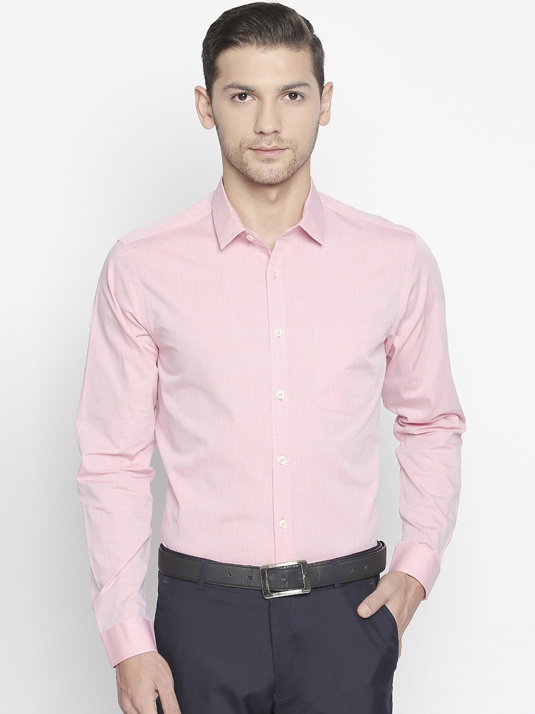 Buy RICHARD PARKER By Pantaloons Men Pink Slim Fit Solid Formal Shirt ...