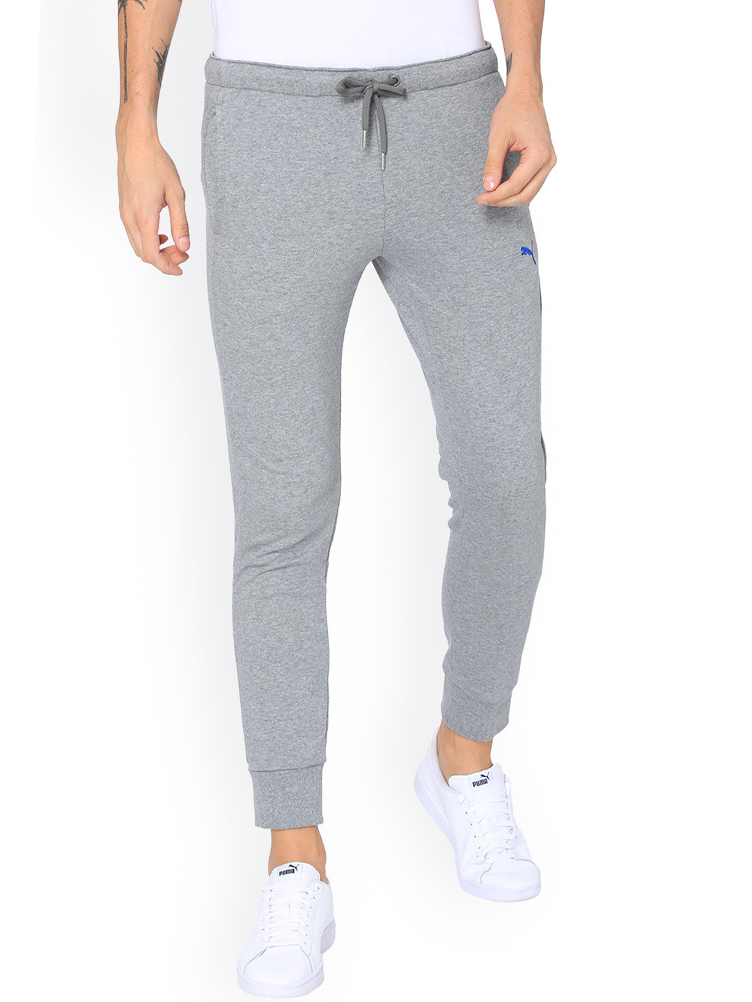 Download Buy Puma Men Grey Melange Solid Straight Fit Joggers ...