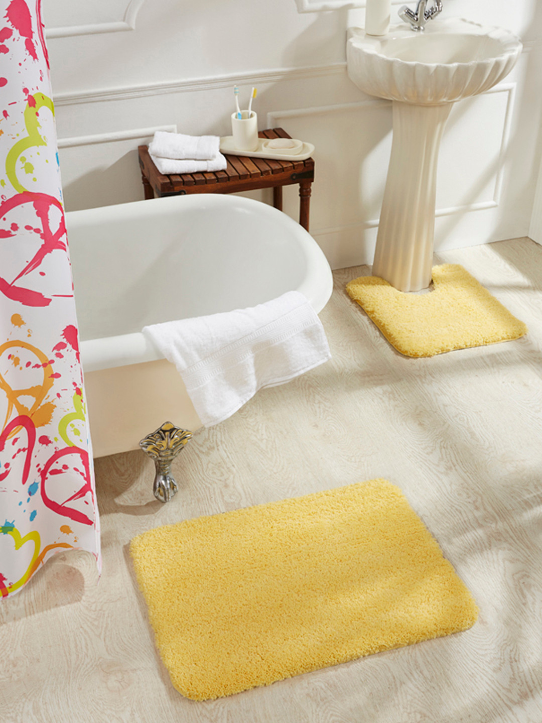 Buy OBSESSIONS Set Of 2 Yellow Bath Rug Bath Rugs for Unisex 10098765