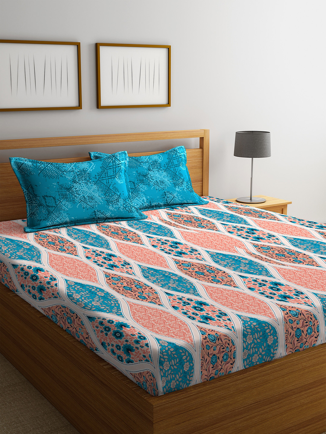 Buy Portico New York Multicoloured Geometric 144 TC Cotton Queen
