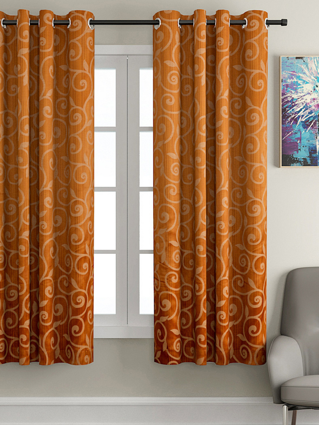 Buy VRINDA Rust Single Window Curtain Curtains And Sheers for Unisex