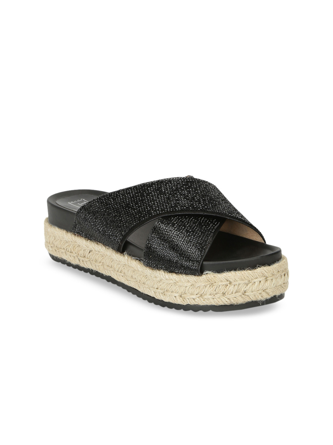 Buy Truffle Collection Women Black Textured Sandals - Heels for Women 10110959 | Myntra