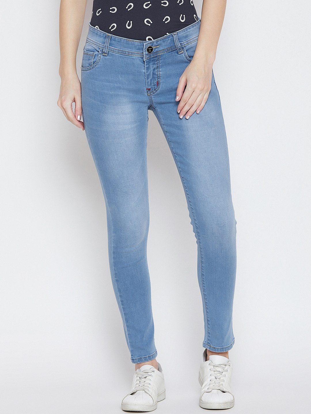 Buy JUMP USA Women Blue Slim Fit Mid Rise Clean Look Jeans Jeans for