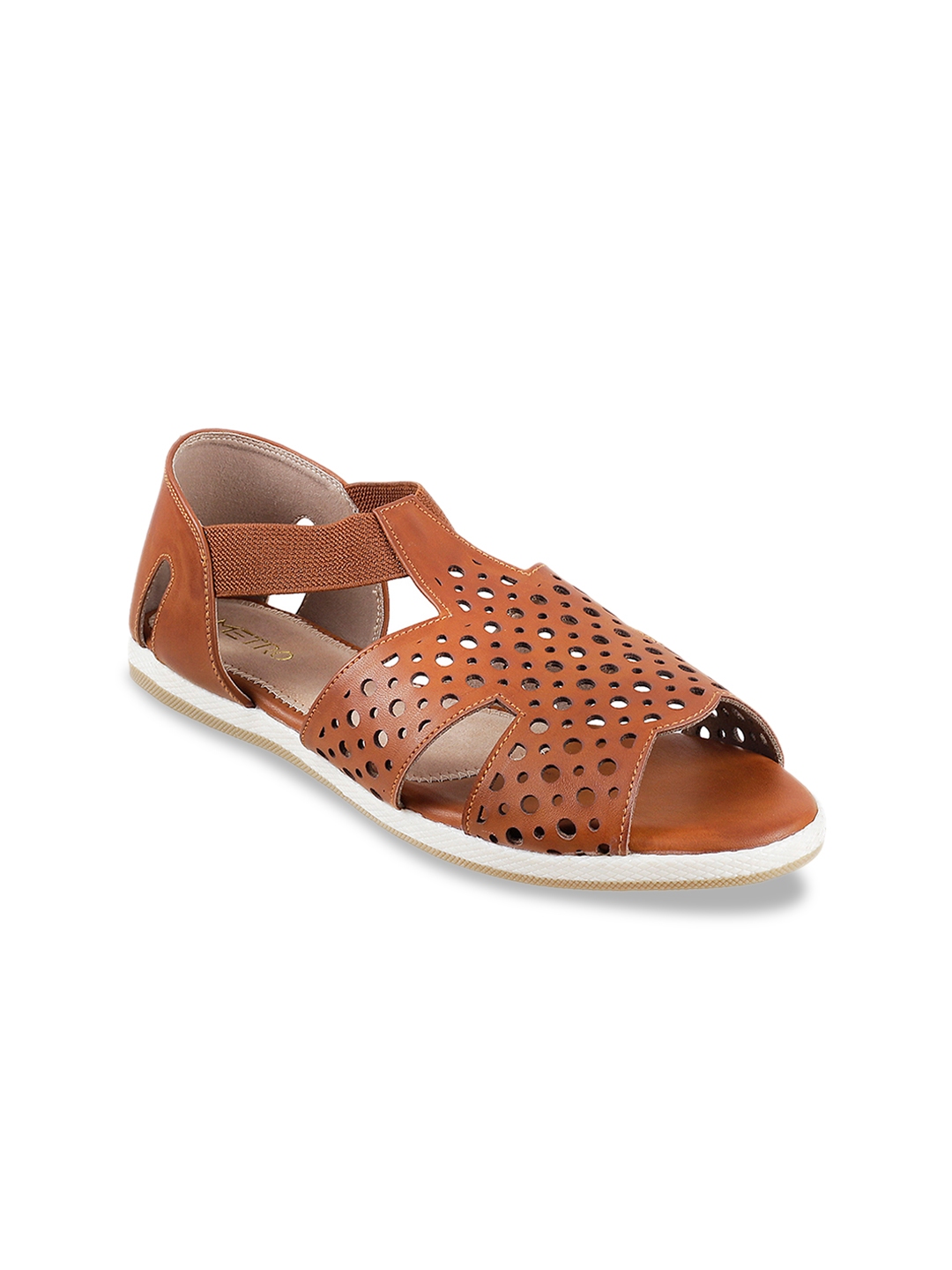 tan open toe flats