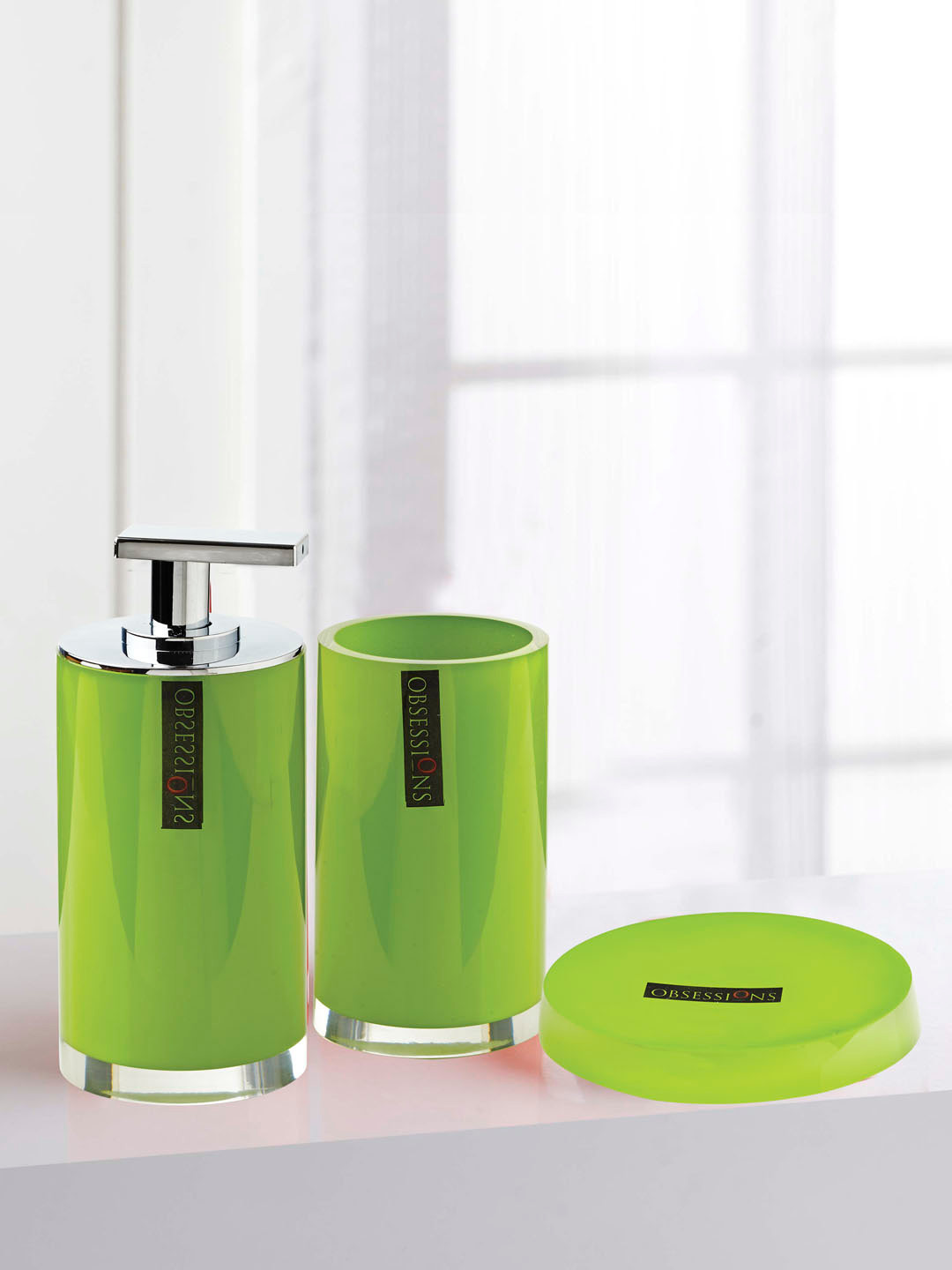 Buy OBSESSIONS Green Set Of 3 Bathroom Accessories Bathroom