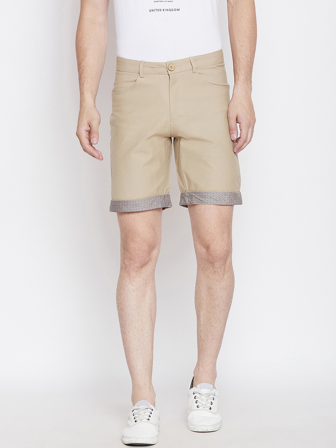 Buy JUMP USA Men Beige Solid Regular Fit Regular Shorts - Shorts for ...