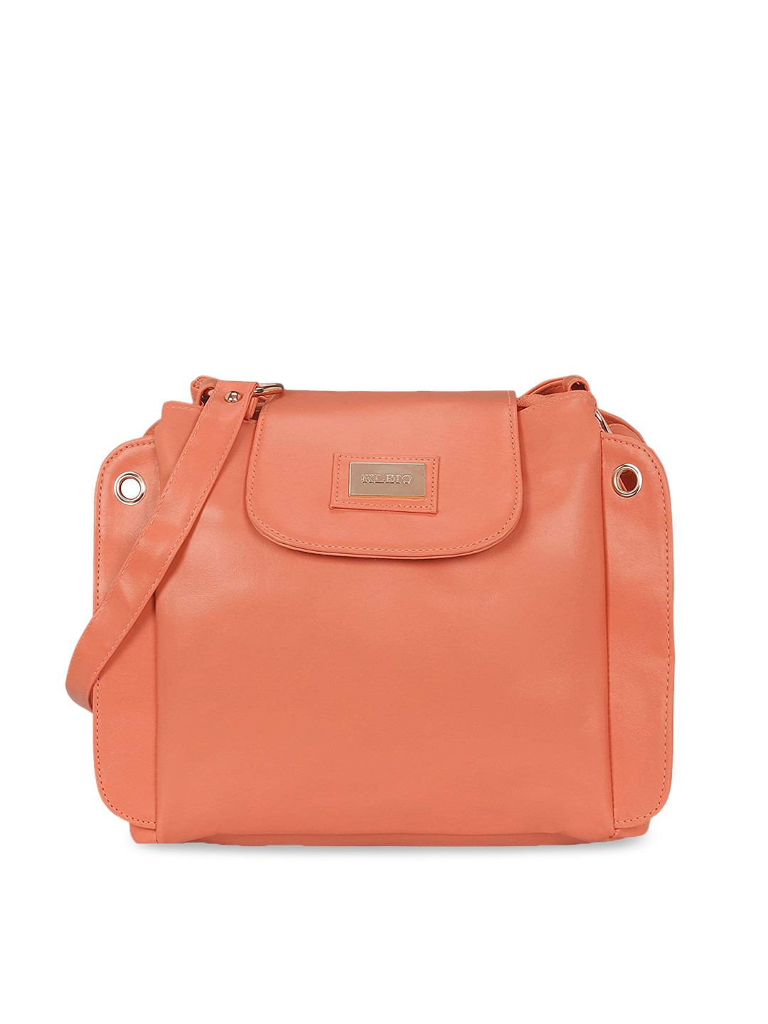Buy KLEIO Peach Coloured Solid Sling Bag Handbags for Women 10146527