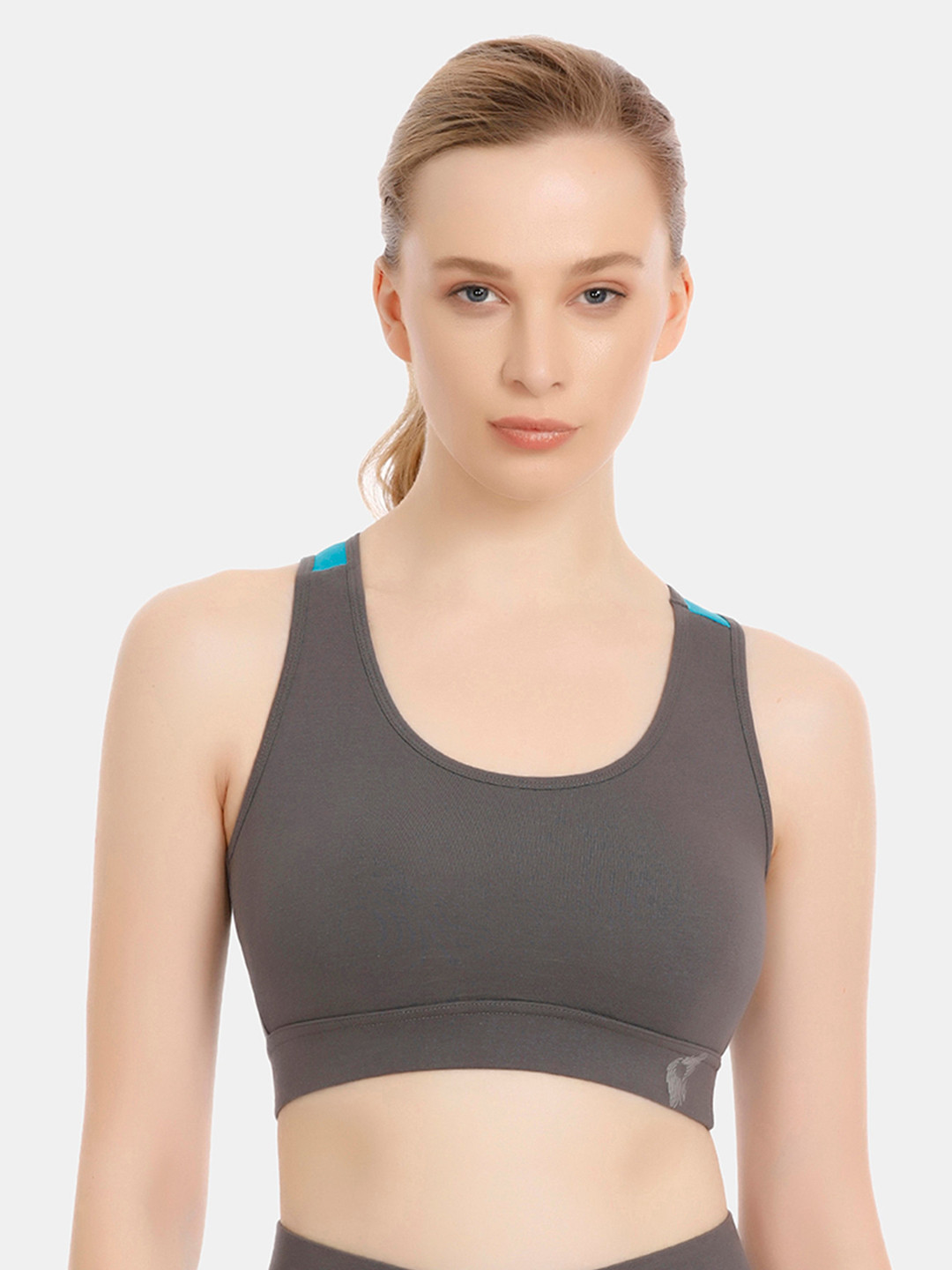Buy Zelocity By Zivame Grey Solid Non Wired Non Padded Sports Bra