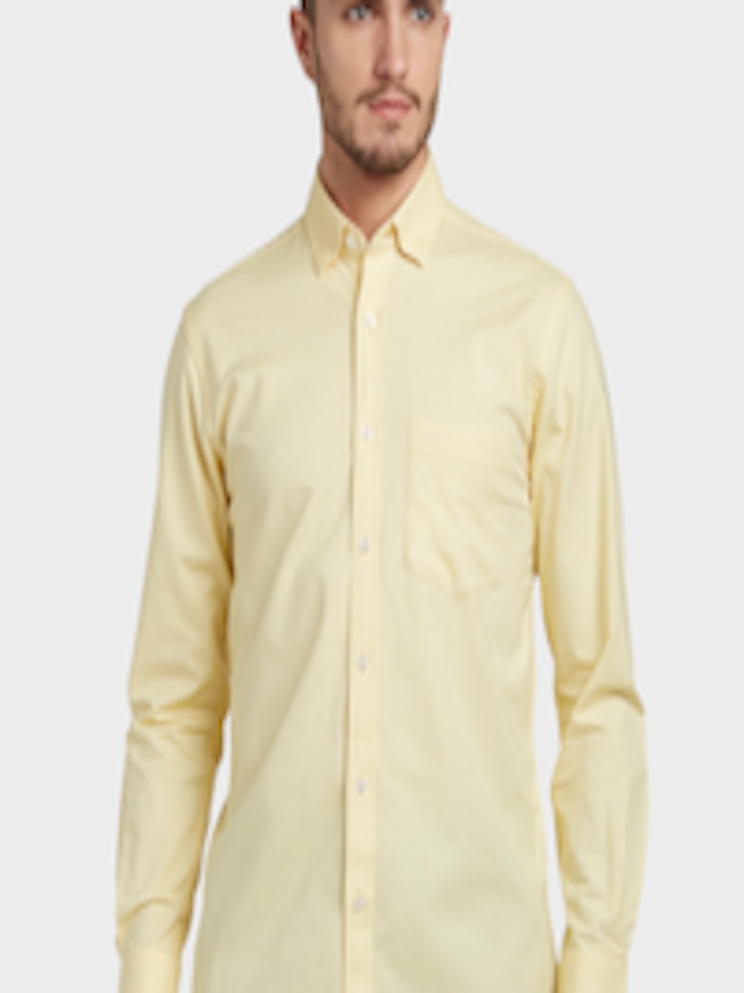 Buy ColorPlus Men Yellow Slim Fit Solid Casual Shirt - Shirts for Men ...