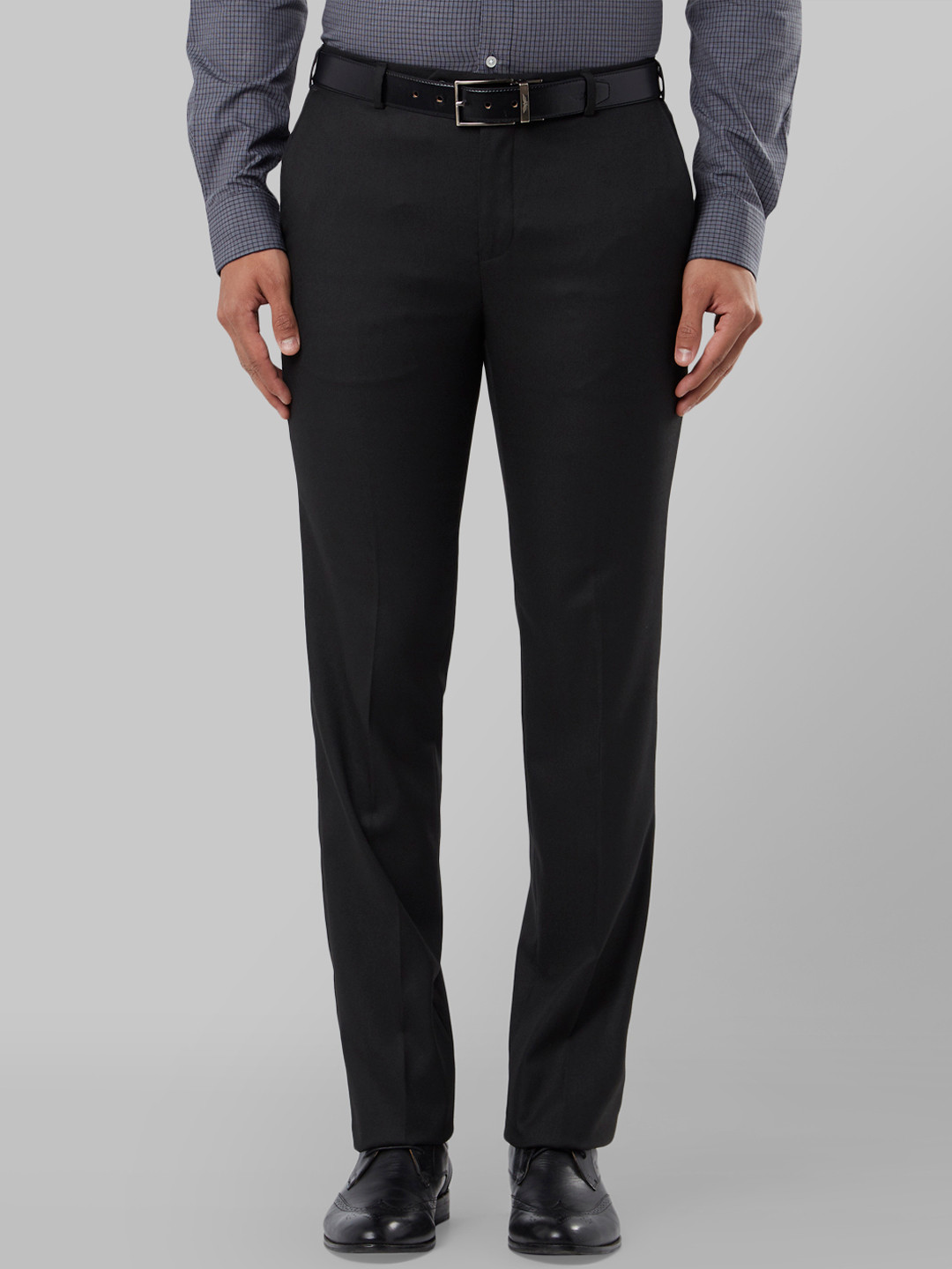 Buy Raymond Men Black Slim Fit Solid Formal Trousers - Trousers for Men ...