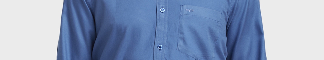 Buy ColorPlus Men Blue Solid Slim Fit Casual Shirt - Shirts for Men ...