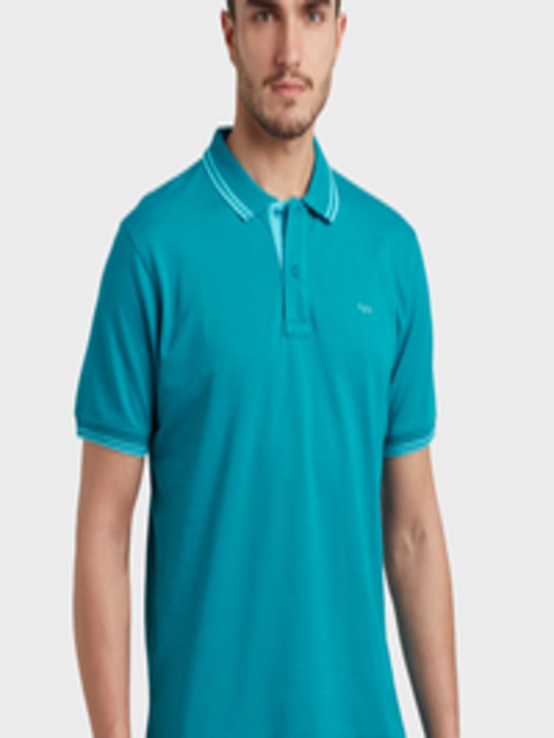 Buy ColorPlus Men Blue Solid Polo Collar T Shirt - Tshirts for Men ...