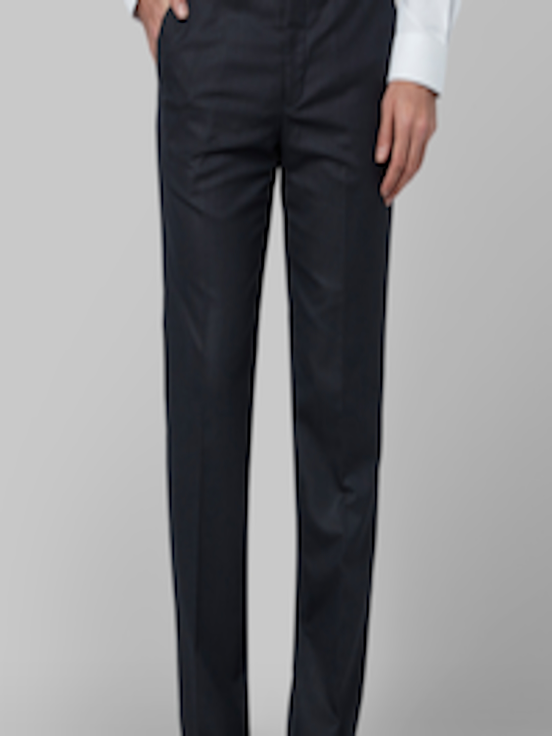 Buy Park Avenue Men Blue Regular Fit Self Design Formal Trousers ...