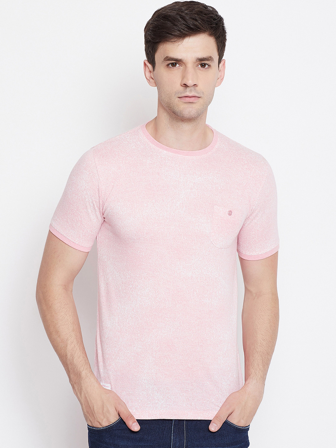 Gant Men Pink Solid Round Neck Short Sleeves T-Shirt