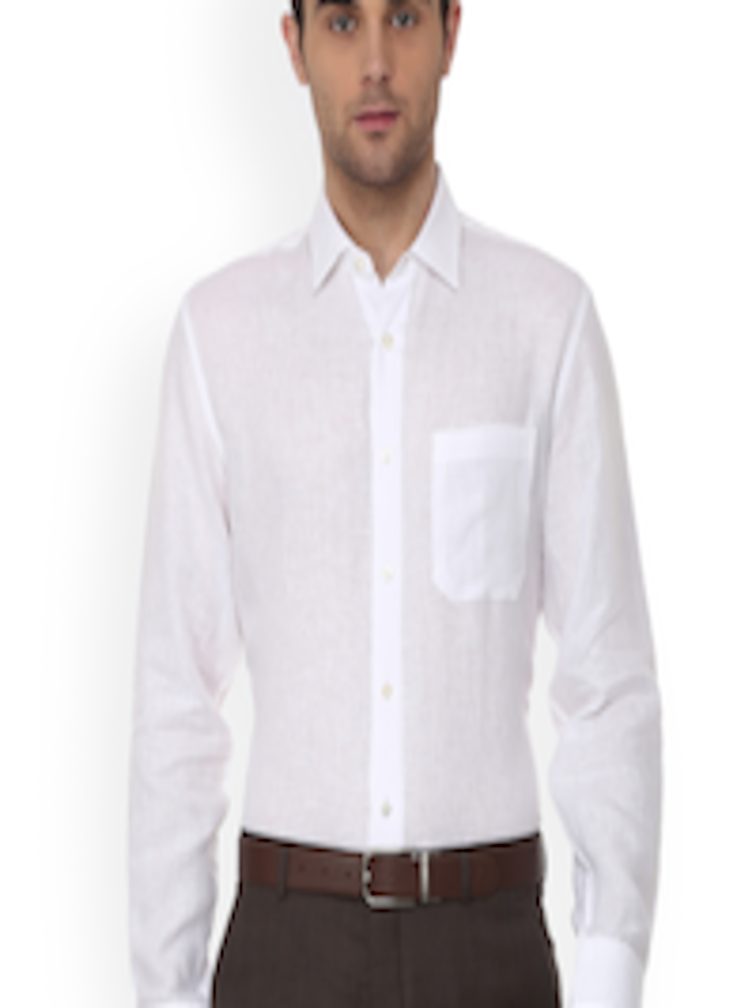 Buy Louis Philippe Men White Slim Fit Solid Linen Formal Shirt - Shirts ...