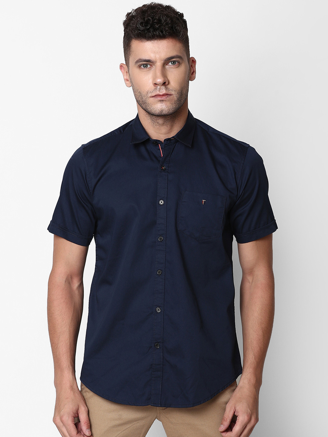 Buy IDC Men Navy Blue Slim Fit Solid Casual Shirt Shirts for Men