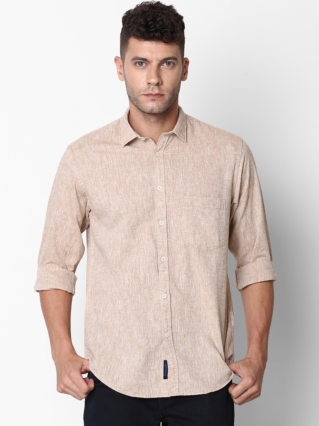 Buy Linen Club Men Brown Regular Fit Solid Casual Shirt Shirts for
