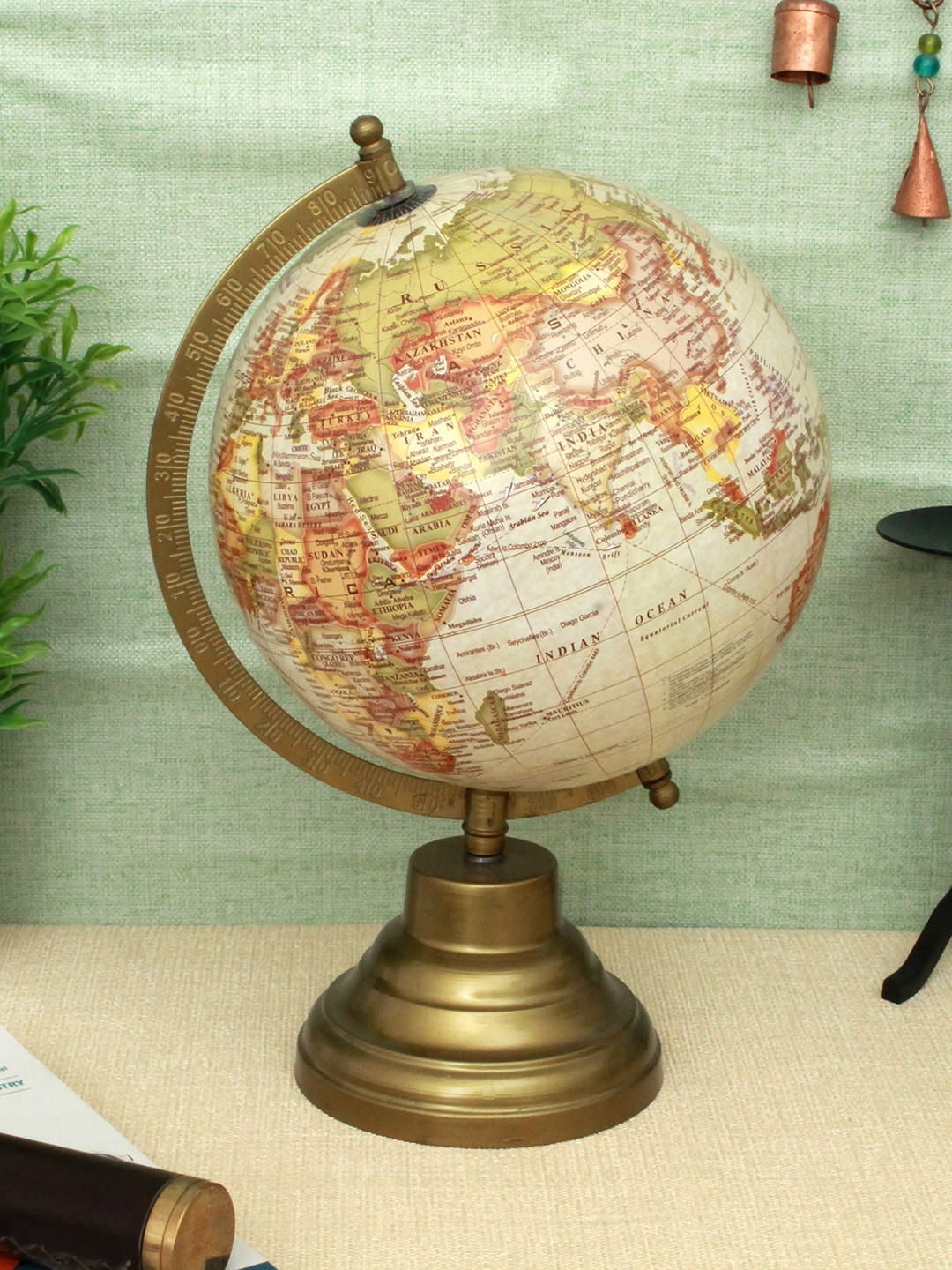 Buy Home Sparkle Gold Toned & White Antique Globe Showpiece