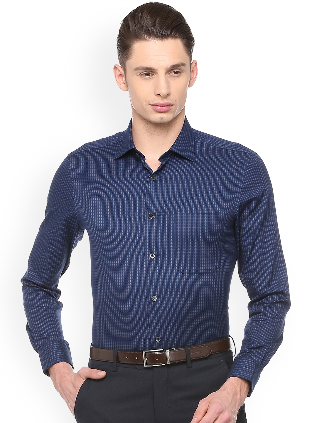 Buy Louis Philippe Men Blue Regular Fit Checked Formal Shirt - Shirts ...
