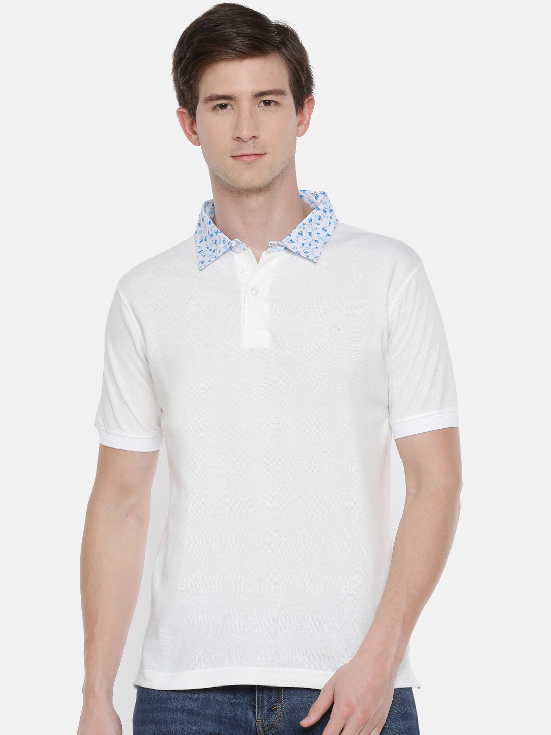 Buy Chennis Men White Solid Polo Collar T Shirt - Tshirts for Men ...