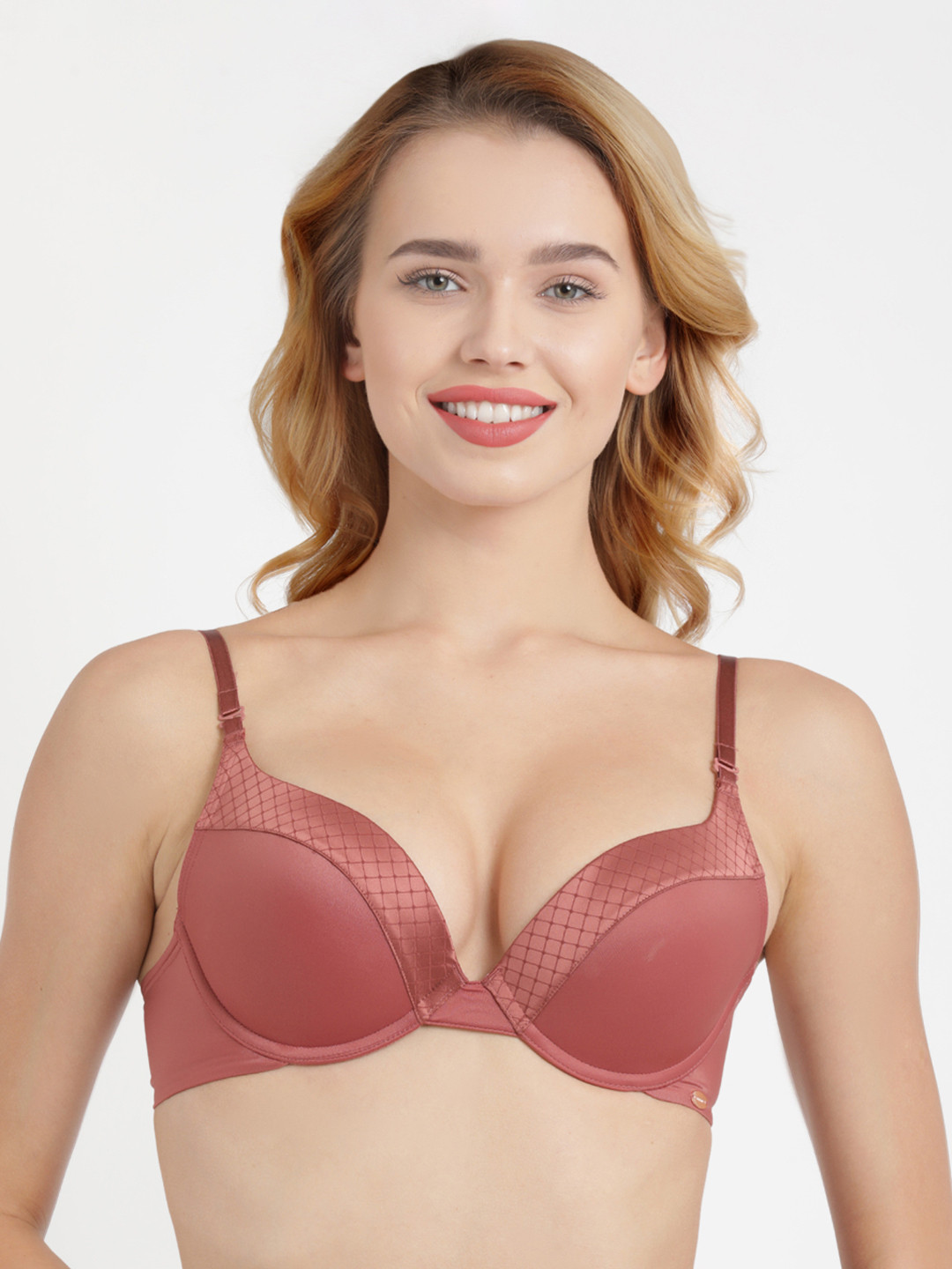 Buy Enamor Maroon Gel Filled Cleavage Enhancer Lightly Padded Low Coverage Push Up Bra F068