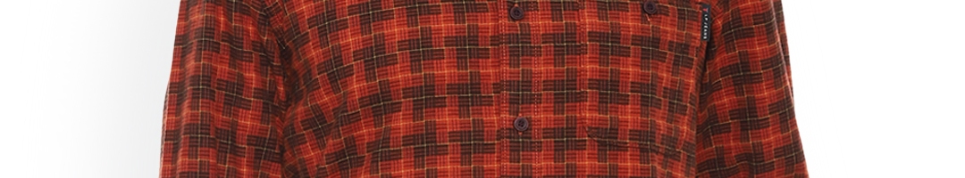 Buy Louis Philippe Jeans Men Orange & Black Slim Fit Checked Casual Shirt - Shirts for Men ...