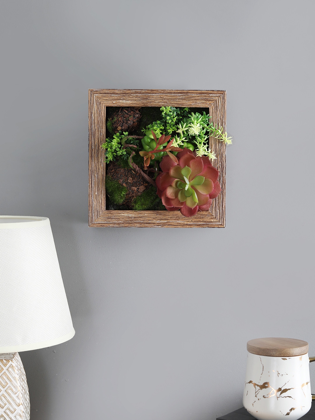 Buy OddCroft Brown & Green Floral Succulent Wall Planter Artificial