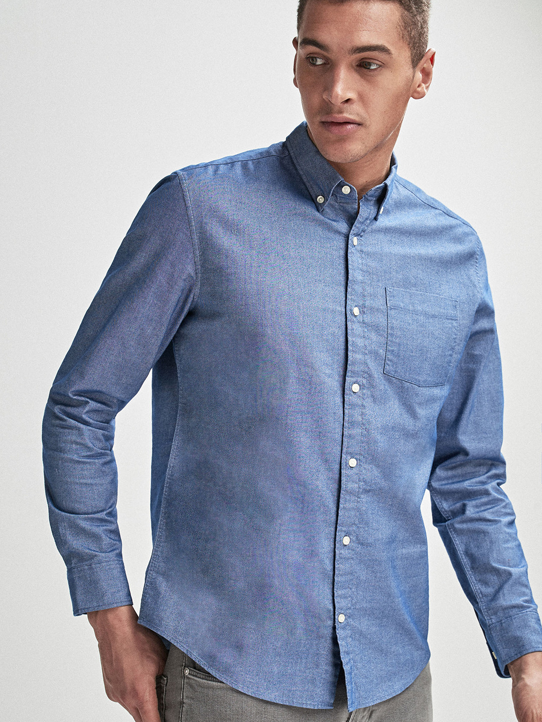 Buy Next Men Blue Regular Fit Solid Casual Shirt Shirts for Men 10250753 Myntra